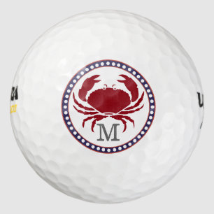 Rote Krebse und graue Streifen, Monogramm Golfball