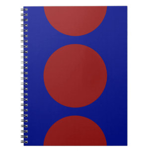 Rote Kreise auf Blau Notizblock