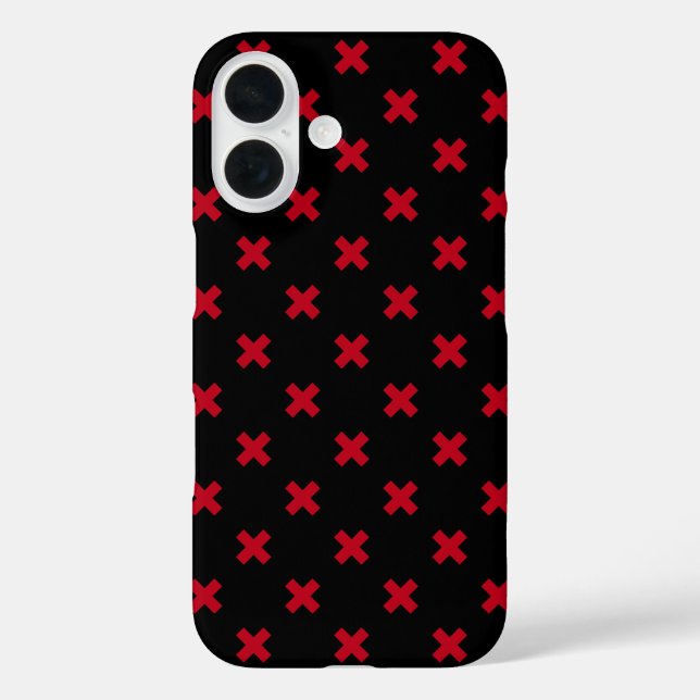 Rote Kreuzstiche auf schwarz Case-Mate iPhone Hülle (Rückseite)