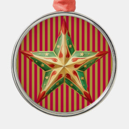 ROTE KRISTMAS TUFTED PATTER MIT GRÜNEN ROTEN STERN ORNAMENT AUS METALL