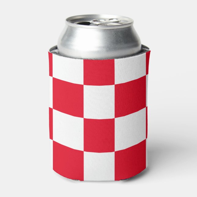 Rote kroatische geometrische fette Schachbretter k Dosenkühler (Kanne Vorderseite)