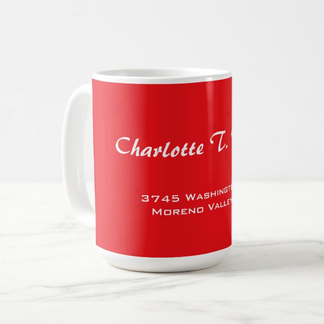 Rote Kurve Pinselschrift Elegante Minimalistisch M Kaffeetasse (Vorderseite Links)