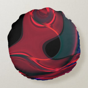 Rote Kurven mit Acryl- und Metallton in dunkler Fa Rundes Kissen
