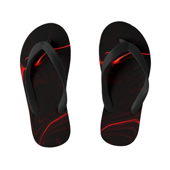 Rote Kurven oder Wellen in dunkelroten Fonds Kinderbadesandalen (Fußbett)