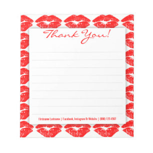 Rote Küsse auf Weiß - Gewohnheit danken Ihnen Notizblock