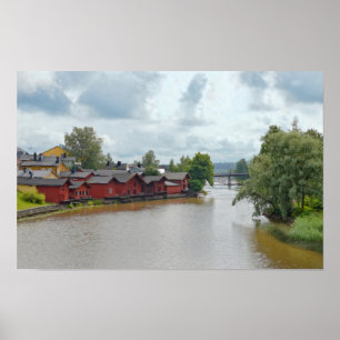 Rote Lagerhäuser, Porvoo, Finnland Poster