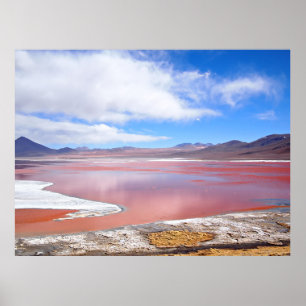 Rote Lagune, Laguna Colorada in Bolivien Poster