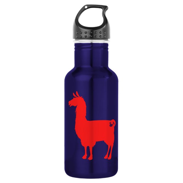 Rote Lama-Wasser-Flasche Edelstahlflasche (Vorderseite)