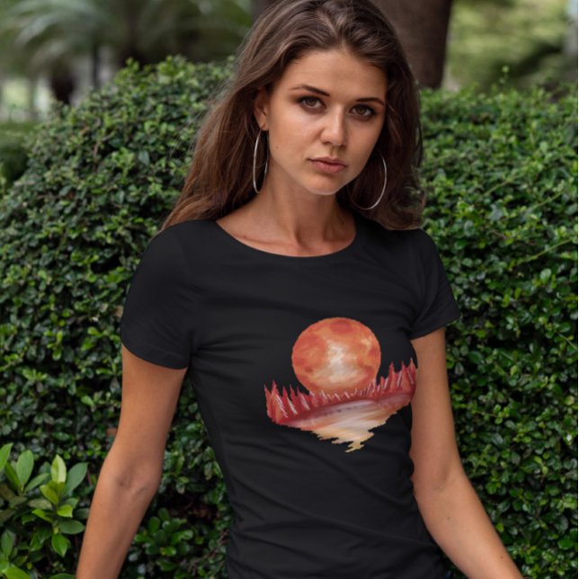 Rote Landschaft Vollmond T-Shirt (Von Creator hochgeladen)