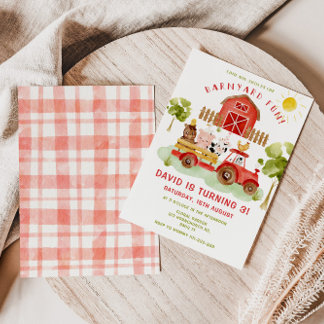 Rote Landtiere 3. Geburtstag Party Einladung