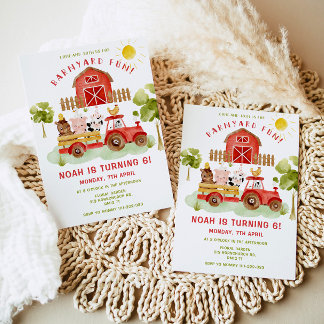 Rote Landtiere 6. Geburtstagsparty Einladung