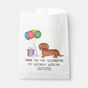 Rote Langhaar-Dachshund-Cartoon-Hund Geburtstag Geschenktütchen