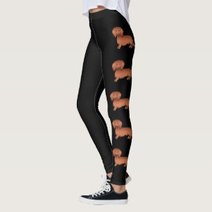 Rote Langhaar-Dachshund-Hunde süße Cartoon-Hunde a Leggings