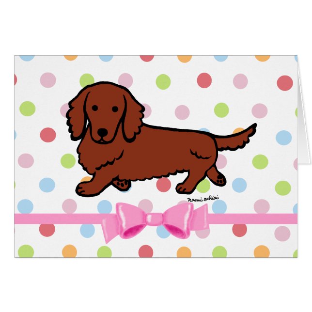 Rote langhaarige Dackel 1 (Vorderseite (Horizontal))