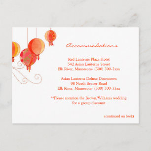 Rote Lanterns Hochzeitsunterkünfte & Anfahrtsskizz Postkarte