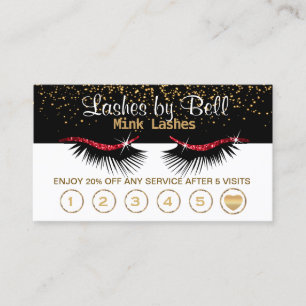 Rote Lashes Treueber Karten auf schwarz und weiß