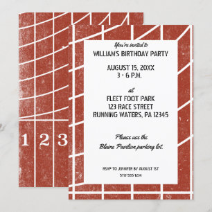 Rote Laufbahn für Track und Field-Party Einladung