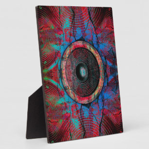 Rote Lautsprecher an einer knackigen Wand Fotoplatte