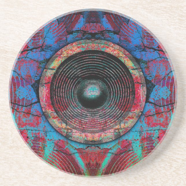 Rote Lautsprecher an einer knackigen Wand Untersetzer (Vorne)