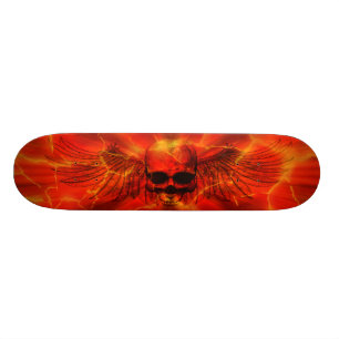 Rote Lava-Explosion Winged Schädel Skateboard