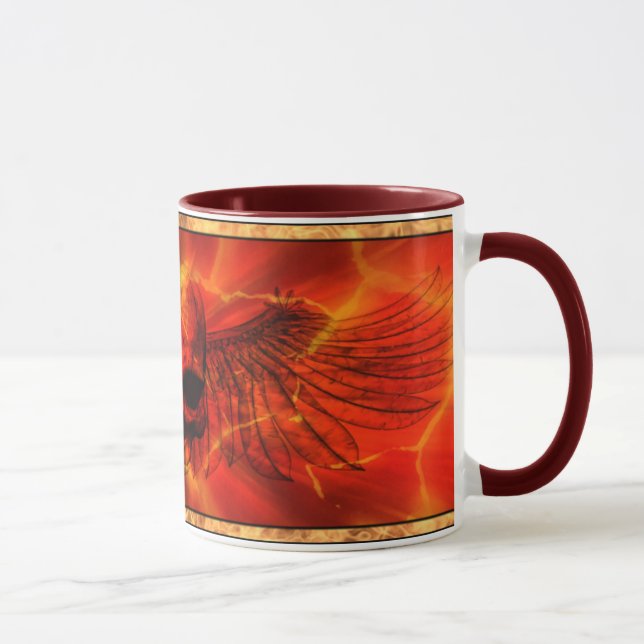 Rote Lava-Explosion Winged Schädel Tasse (Rechts)