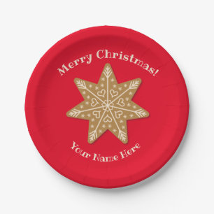 Rote Lebkuchen-Schneeflocke Weihnachtsfeier Teller