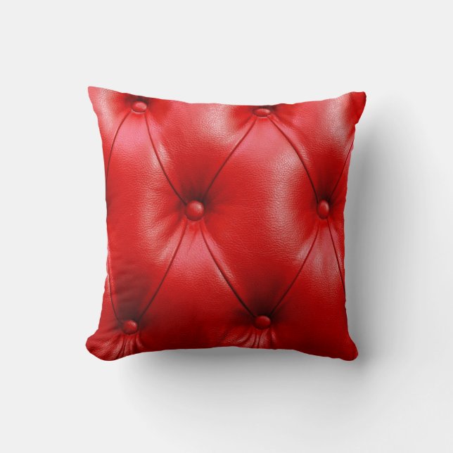 Rote Ledercouch-Textur Kissen (Vorderseite)