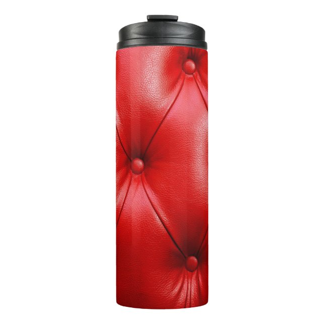 Rote Ledercouch-Textur Thermosbecher (Vorderseite)
