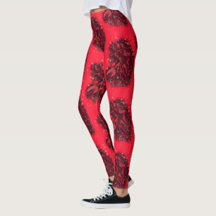 Rote Leggings-Bullen in der Sternennacht Leggings
