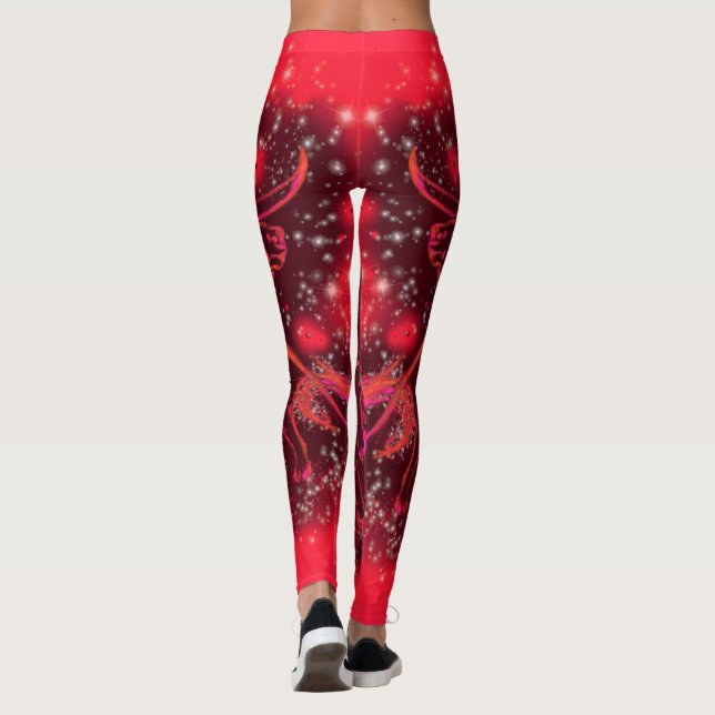 Rote Leggings mit Bullen in der Sternennacht (Rückseite)