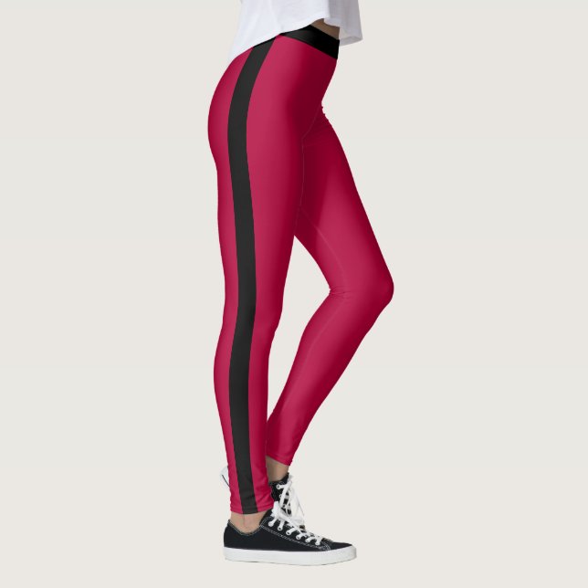 Rote Leggings schwarzer Seitenstreifen oder Farben (Rechts)