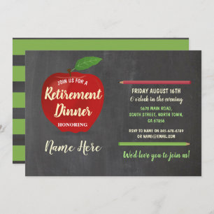 Rote Lehrer-Kreide Ruhestands-rustikale Apples Einladung