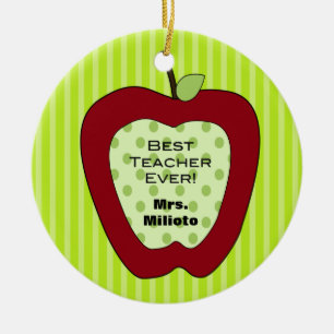 Rote Lehrer-Weihnachtsverzierung Apples beste Keramikornament