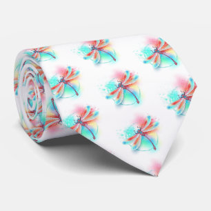 Rote Libelle auf Wasserfarbenhintergrund Krawatte