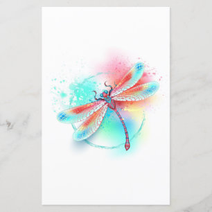 Rote Libelle im Aquarellhintergrund