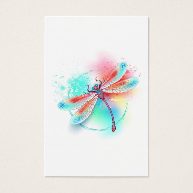 Rote Libelle im Aquarellhintergrund (Vorderseite)