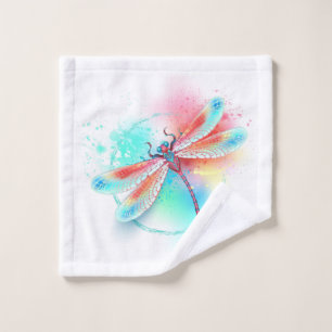 Rote Libelle im Aquarellhintergrund Badhandtuch Set