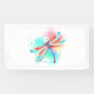 Rote Libelle im Aquarellhintergrund Banner