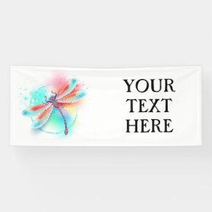 Rote Libelle im Aquarellhintergrund Banner