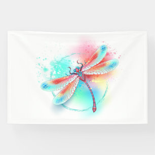 Rote Libelle im Aquarellhintergrund Banner