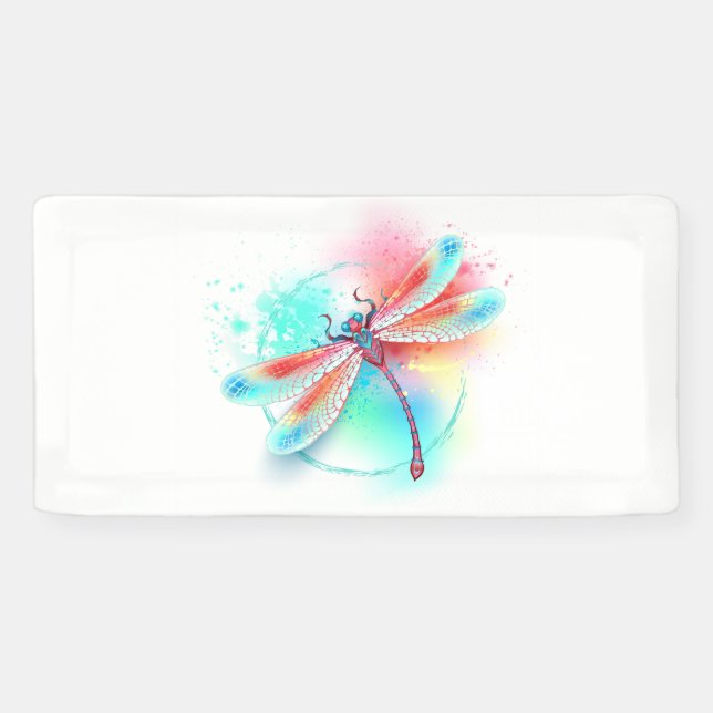 Rote Libelle im Aquarellhintergrund Banner (Horizontal)
