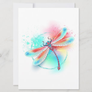 Rote Libelle im Aquarellhintergrund Einladung