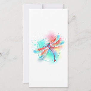 Rote Libelle im Aquarellhintergrund Feiertagskarte