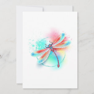 Rote Libelle im Aquarellhintergrund Feiertagskarte