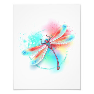 Rote Libelle im Aquarellhintergrund Fotodruck