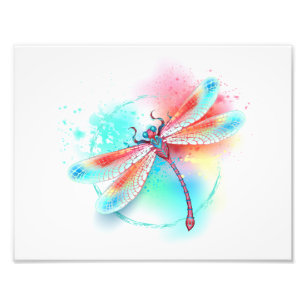 Rote Libelle im Aquarellhintergrund Fotodruck