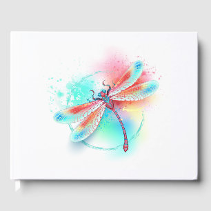Rote Libelle im Aquarellhintergrund Gästebuch