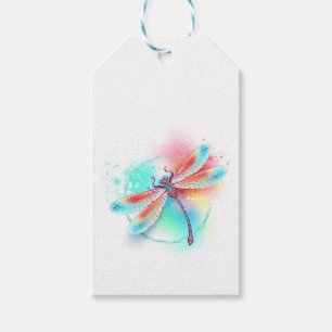 Rote Libelle im Aquarellhintergrund Geschenkanhänger