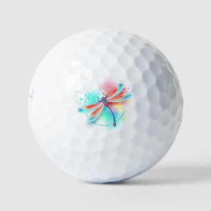 Rote Libelle im Aquarellhintergrund Golfball