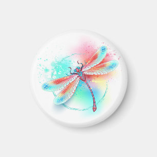 Rote Libelle im Aquarellhintergrund Magnet